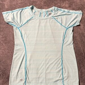 Athleta Girl Aqua Blue Seam Detail Top